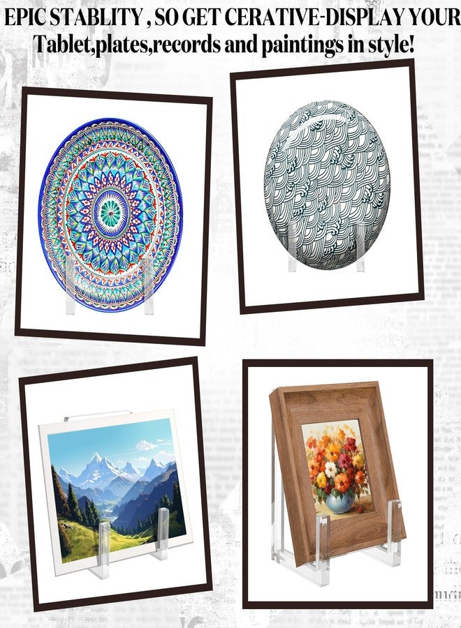 RattanView 2 Pcs Clear Acrylic Plate Stand Easel for Display 6 Inch Picture Frame, Plate Holder, Tall Vinyl Record Storage, Book Organizer Decorative for Tabletop Photos Posters - Image 5